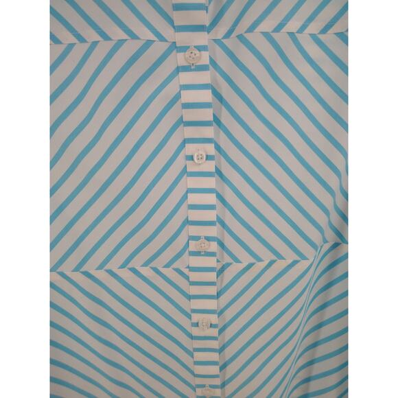 Chico's Shirt‎ 1 M No Iron Box Striped Long Sleeve Button Down Cotton Blue White - Picture 7 of 15